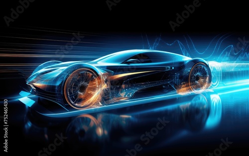 future concept of electric car driving image