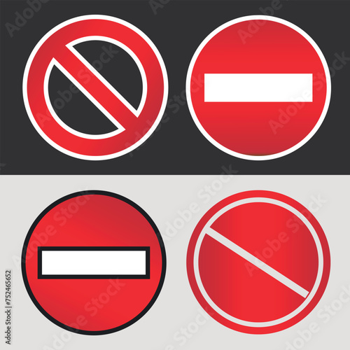 Free Download Set stop red sign icon with white hand, do not enter. Warning stop sign stock vector - GFXLoad