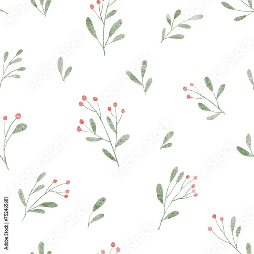 seamless pattern with simple abstract leaves isolated on white background