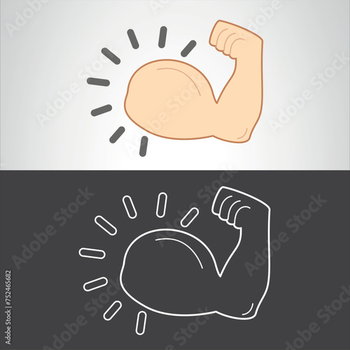 Flexed Biceps vector flat icon illustration design. Isolated arm flexing to show its biceps muscle. Represents strength, working out sign label.