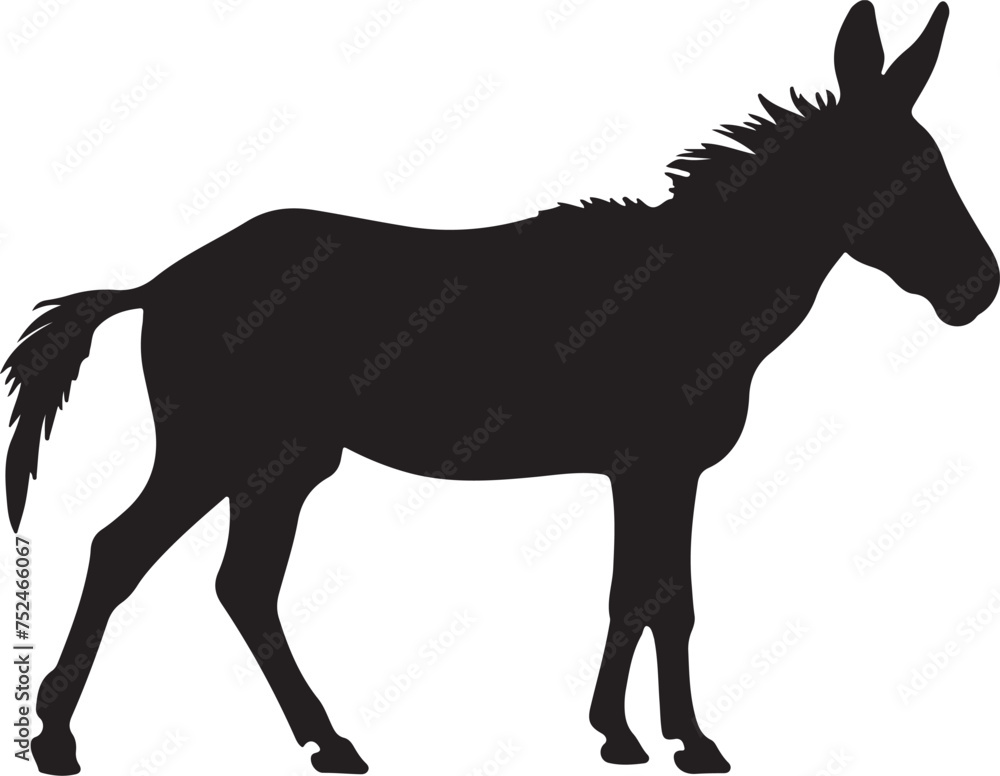 Obraz premium Donkey Silhouette Vector Illustration White Background