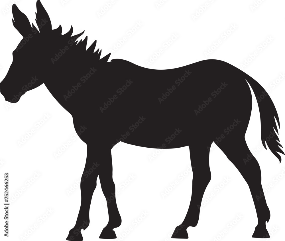 Donkey Silhouette Vector Illustration White Background Donkey Silhouette Vector Illustration White Background