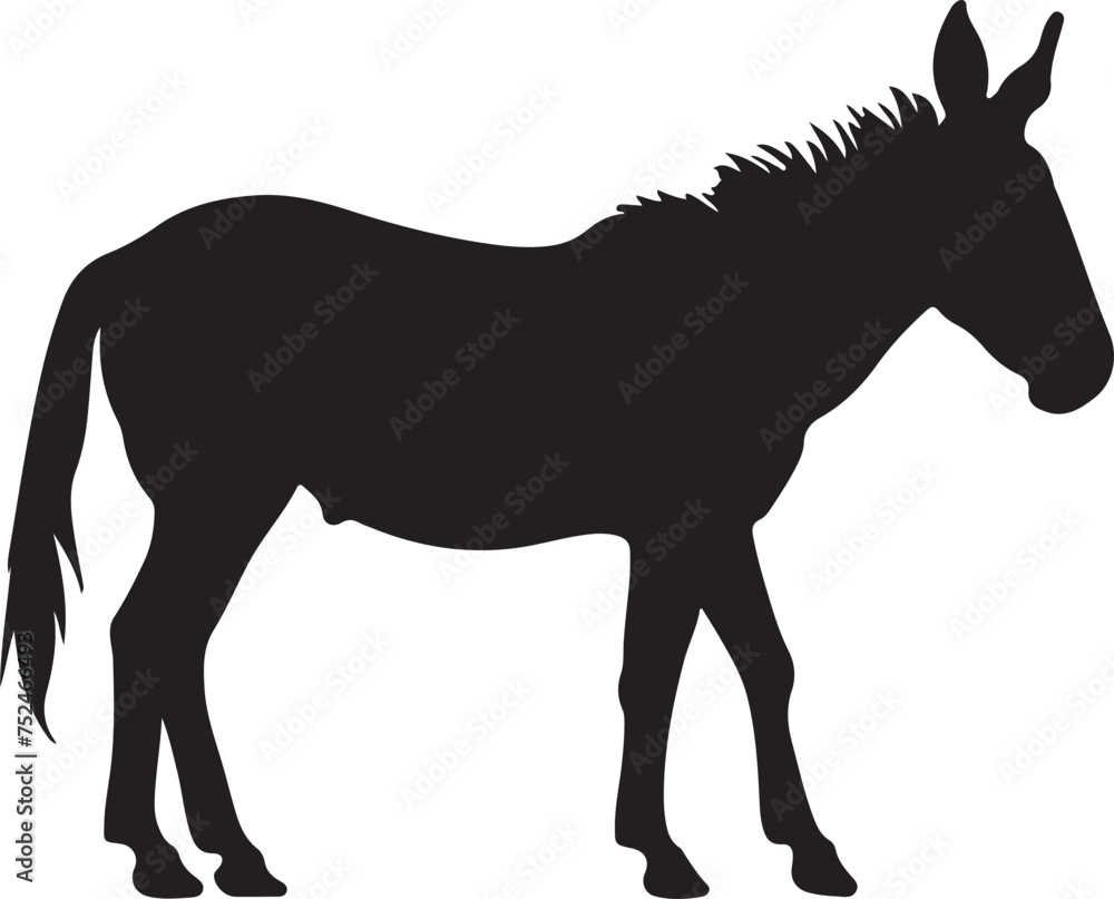 Donkey Silhouette Vector Illustration White Background Donkey Silhouette Vector Illustration White Background