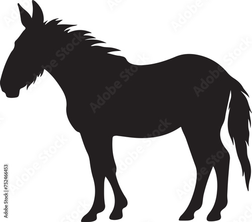 Donkey Silhouette Vector Illustration White Background