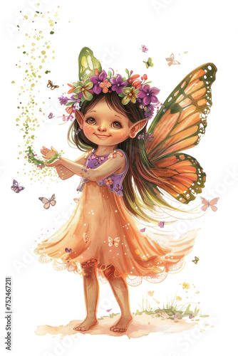 a cute little fairy isolated on a transparent background, generative ai