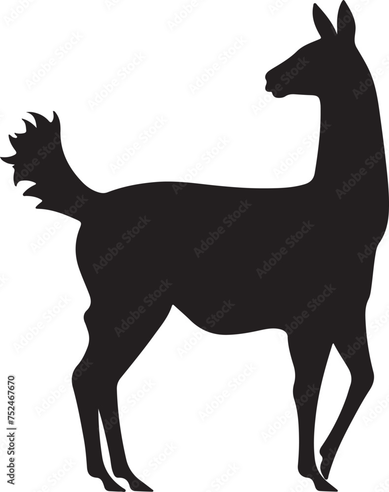 Fototapeta premium Llama Silhouette Vector Illustration White Background