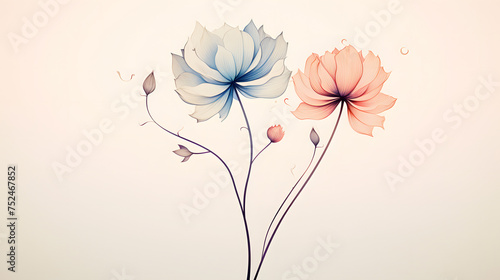 Élégance Florale: Illustration Envoûtante de Fleurs aux Couleurs Pastel