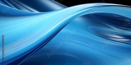 Blue waves abstract background pattern. Decorative horizontal banner. Digital artwork raster bitmap illustration. AI artwork.