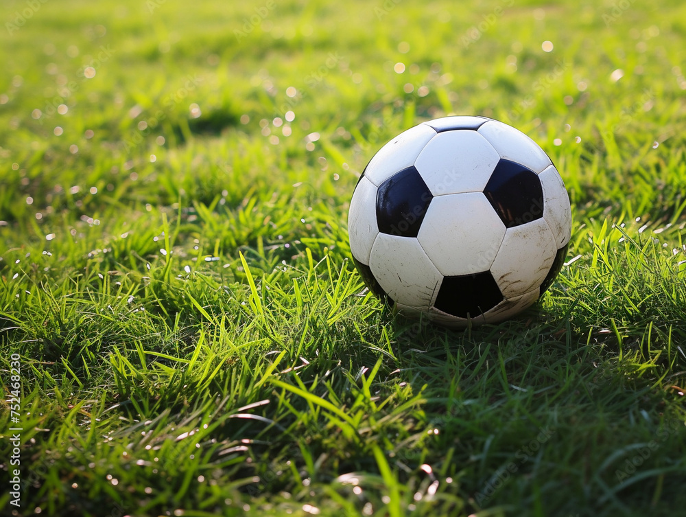 Fototapeta premium Empty Soccer Field Under Evening Lights
