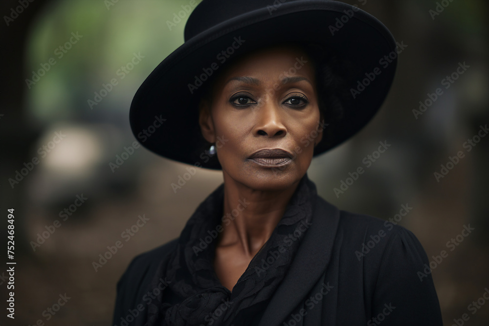Photography of a sad crying elderly woman standing at the grave in the cemetery generative ai technology Photography of a sad crying elderly woman standing at the grave in the cemetery generative ai technology