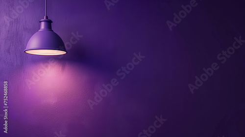 Lamp hang on a purple wall with grunge texture and shadow overlay