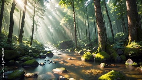 sunlight in the forest photo