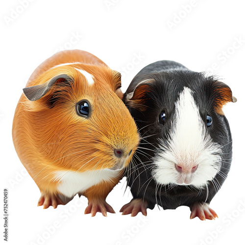 Two guinea pig isolated on white or transparent background