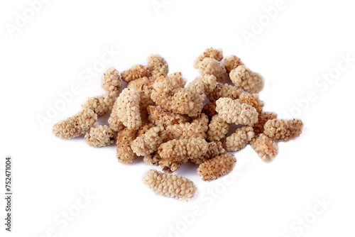 Dried mulberry fruit on a w...
