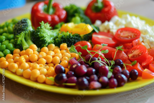 A colorful plate filled with a variety of nutritious foods high in fiber