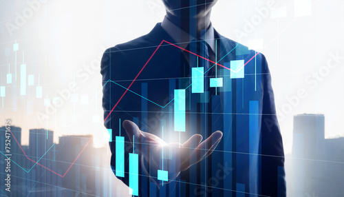 Obraz na płótnie 株式投資イメージ、株価チャート