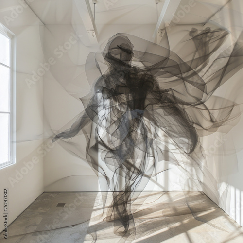 Ethereal Veil Dance  ghost in a light setting