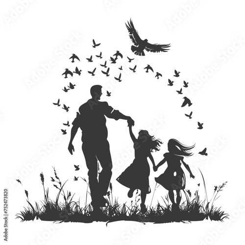 Silhouette for celebrating parents day moment black color only