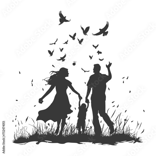 Silhouette for celebrating parents day moment black color only