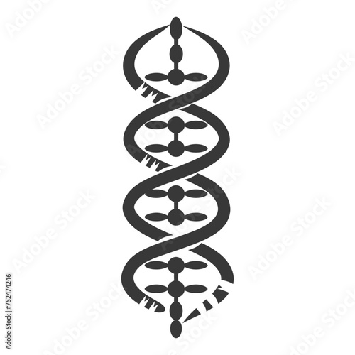 Silhouette gene DNA mutation symbol black color only