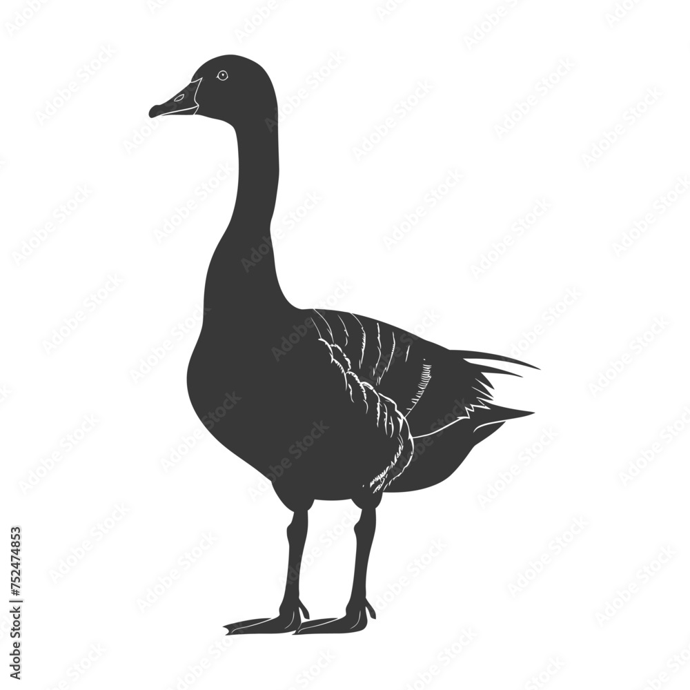 Silhouette goose animal black color only full body Silhouette goose animal black color only full body