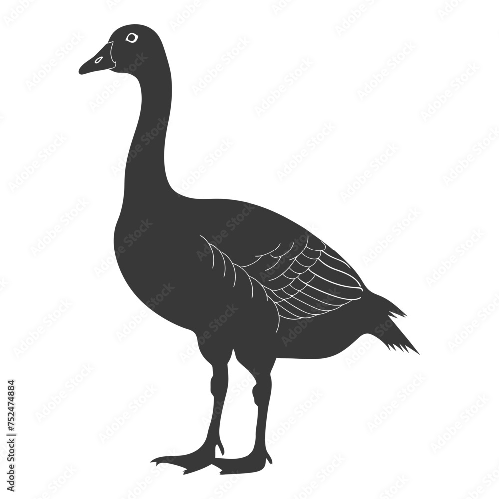 Silhouette goose animal black color only full body Silhouette goose animal black color only full body