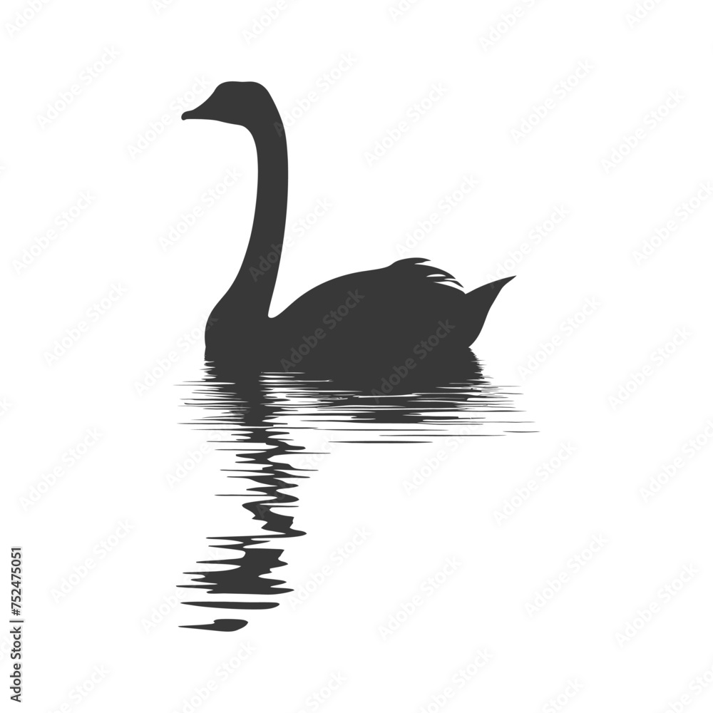 Silhouette goose animal swim black color only full black color only Silhouette goose animal swim black color only full black color only