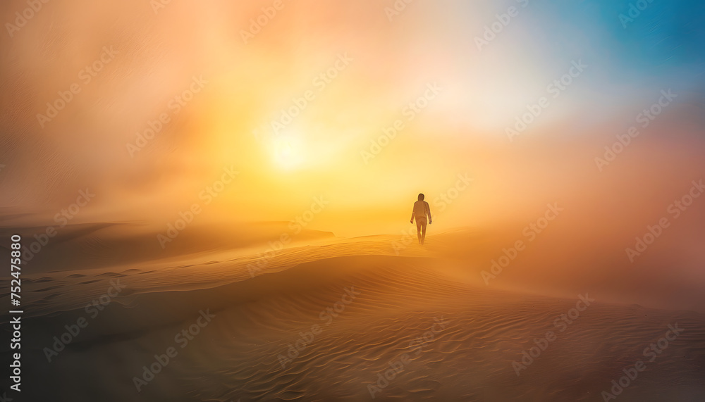 Silhouette of a man in the desert