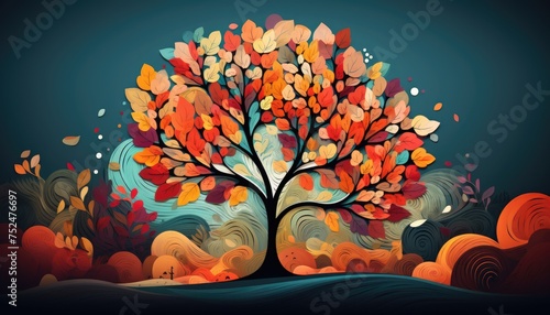 Nature abstract autumn illustration leaf season and tree photo