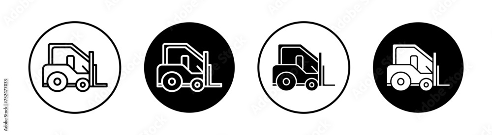 Forklift flat line icon set. Forklift Thin line illustration vector