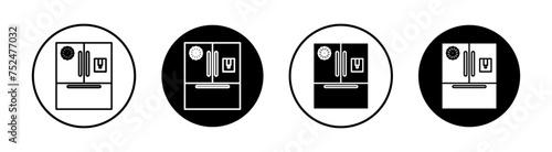 Fridge flat line icon set. Fridge Thin line illustration vector