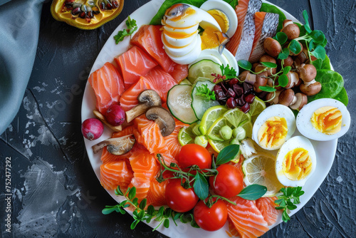 A colorful plate featuring a variety of foods rich in vitamin D-3