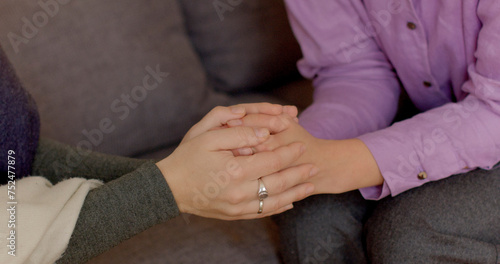 Fototapeta Naklejka Na Ścianę i Meble -  Close-up hands of a person experiencing difficulties touching the hands of a supportive individual, symbolizing empathy, compassion, understanding, and emotional support.