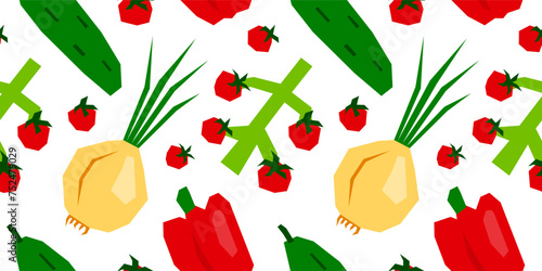 Seamless pattern with paper cut vegetables.