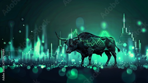 Bullish Crypto market with green candle © suppakarn