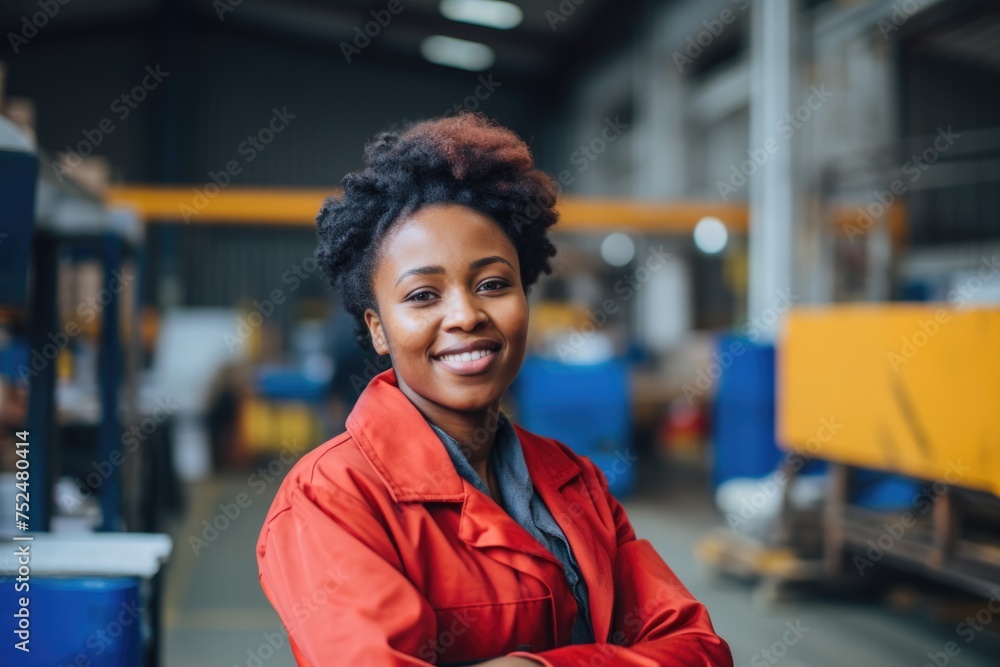 Portrait of a smiling young woman working in warehouse Portrait of a smiling young woman working in warehouse