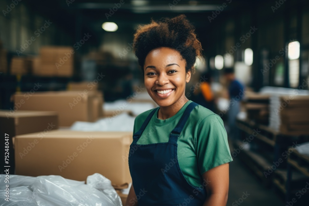 Fototapeta premium Portrait of a woman working in a factory