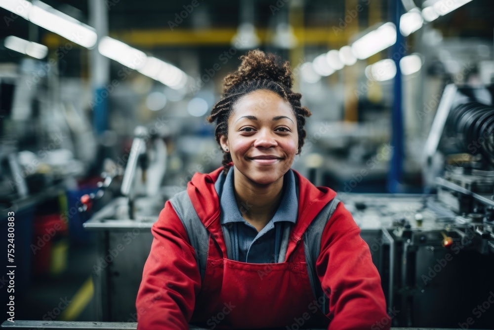 Fototapeta premium Portrait of a woman working in a factory