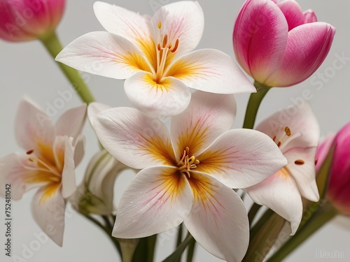 Free Photo Beautiful Colorful spring flowers on white background view closeup nature background