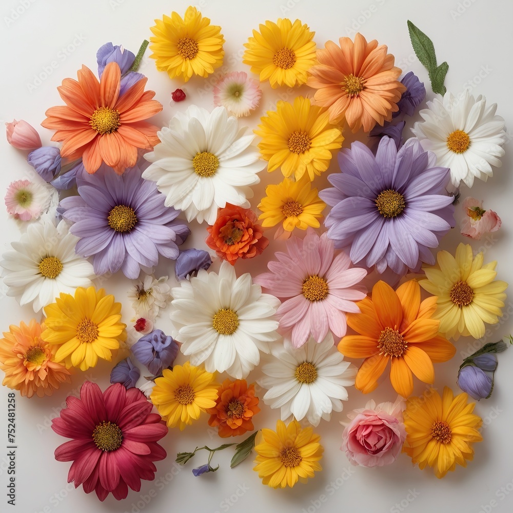 Free Photo Beautiful Colorful spring flowers on white background view closeup nature background Free Photo Beautiful Colorful spring flowers on white background view closeup nature background