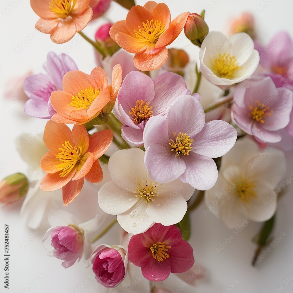 Free Photo Beautiful Colorful spring flowers on white background view closeup nature background Free Photo Beautiful Colorful spring flowers on white background view closeup nature background