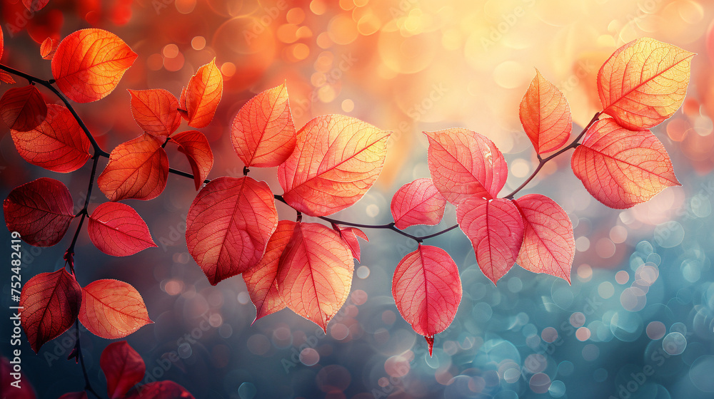 Autumn leaves and branches background