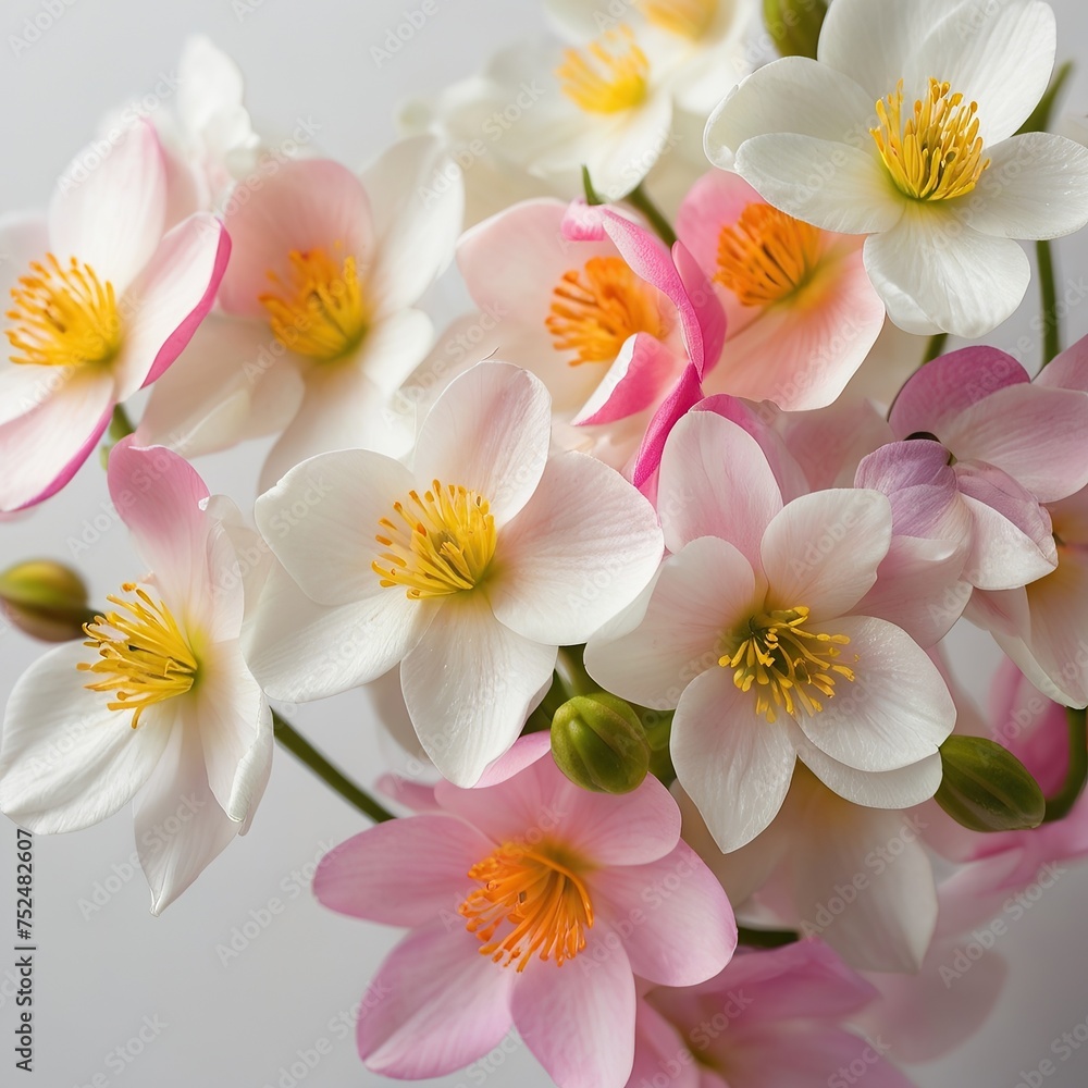 Free Photo Beautiful Colorful spring flowers on white background view closeup nature background Free Photo Beautiful Colorful spring flowers on white background view closeup nature background