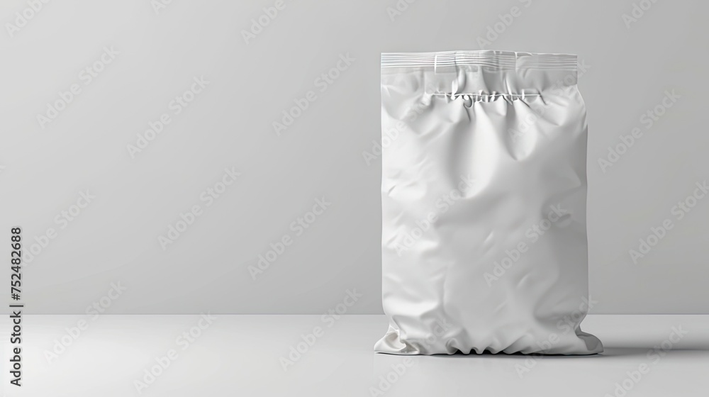 Branding Canvas - A realistic mockup of an empty bag of cereals with foil on a white background. Branding Canvas - A realistic mockup of an empty bag of cereals with foil on a white background.
