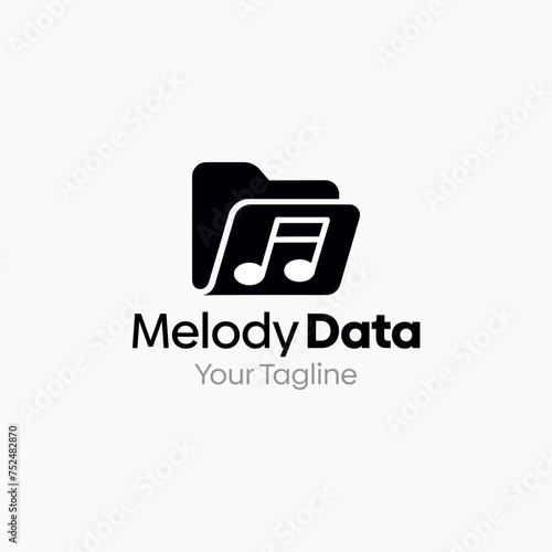Vector Illustration for Melody Data Logo: A Design Template Merging Concepts of a Folder and Melody Shape