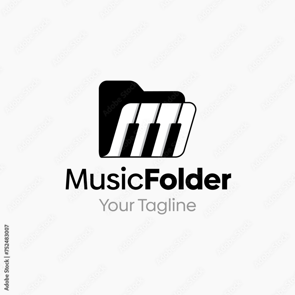 Vector Illustration for Music Folder Logo: A Design Template Merging Concepts of a Folder and Piano Shape Vector Illustration for Music Folder Logo: A Design Template Merging Concepts of a Folder and Piano Shape