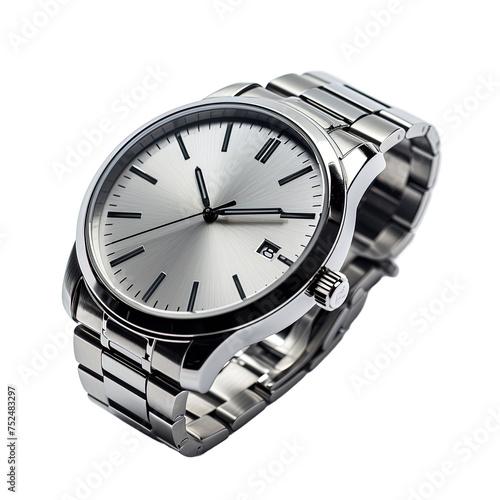 Stainless Steel Watch isolated on white or transparent background