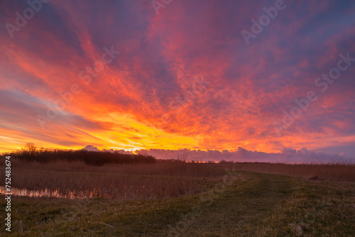 Sky on fire above the Kruiszwin nature reserve in Anna Paulowna. 