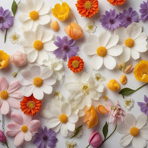 Free Photo Beautiful Colorful spring flowers on white background view closeup nature background