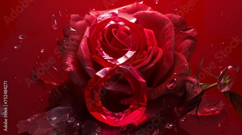 Abstract 8 March Theme with Roses and Crystals